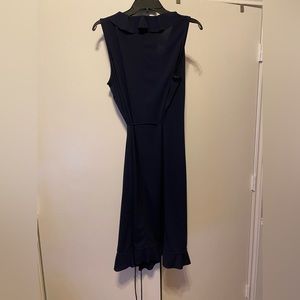 Navy blue wrap midi dress